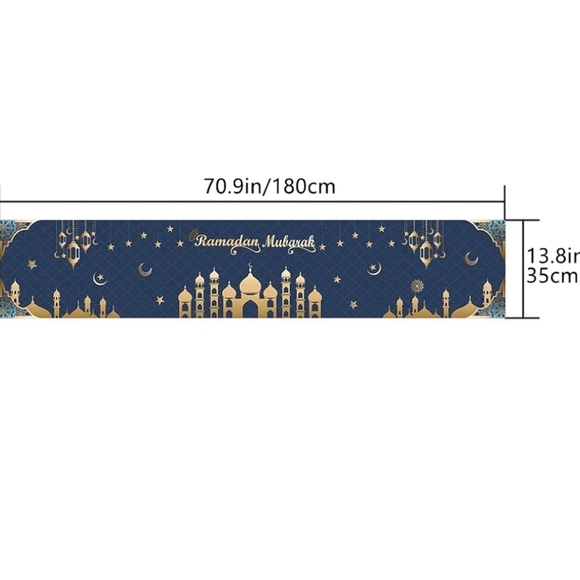 Parsup Ramadan Mubarak Table Runner Table 13.8 x 71 Inches - Picture 3 of 8